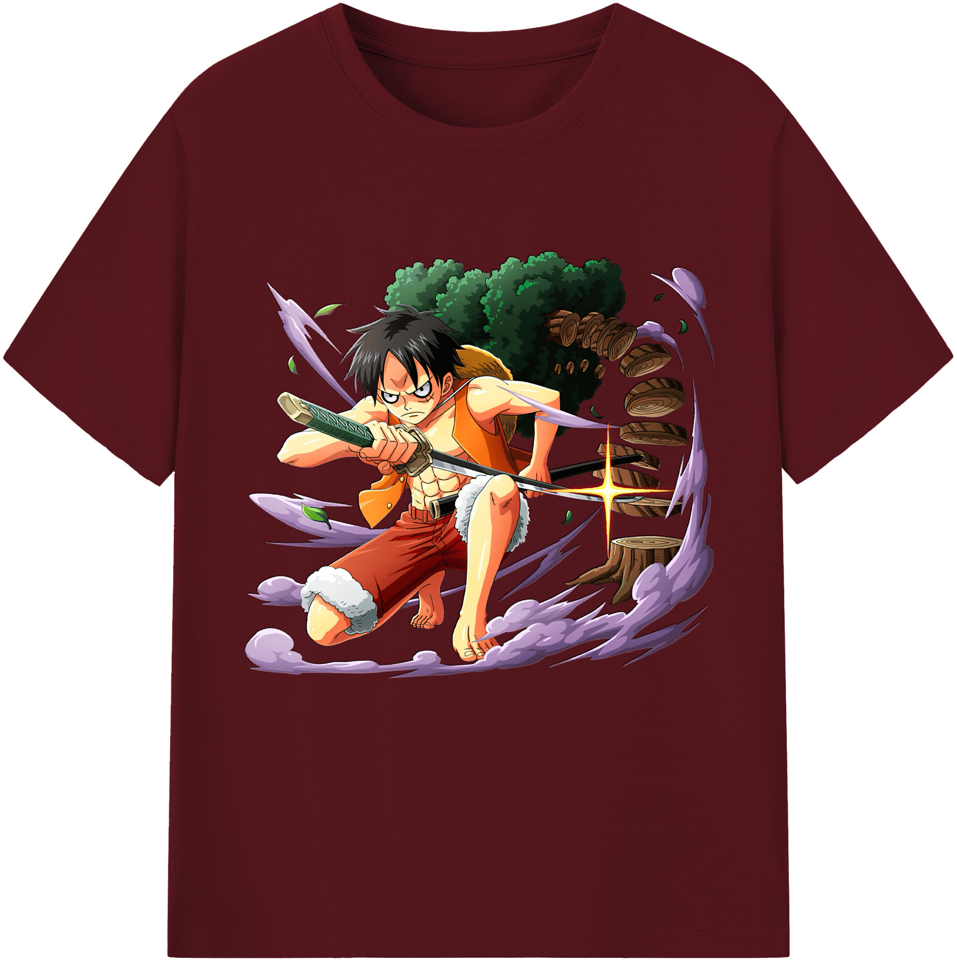 ワンピース モンキー・D・ルフィ ONE PIECE Monkey D. Luffy 綿100％半袖Tシャツ（フロントプリント）